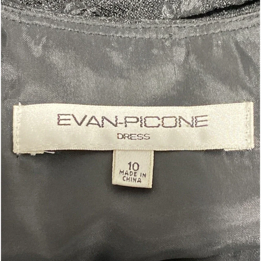 Evan Picone size 10 black brocade cocktail dress scoop neck sleeveless elegant
